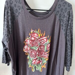 Floral Graphic Raglan Sleeve Top